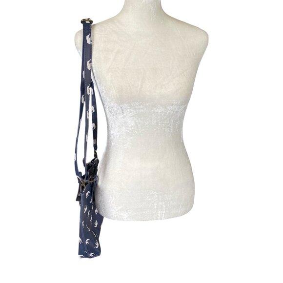 Women's blue and white elephant pattern shoulder bag handbag bag - Picture 2 of 10